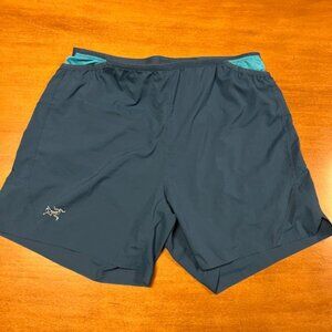 Arc'teryx Men's Athletic Shorts - Dark Gray with Teal Accents